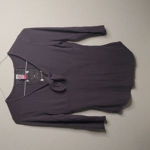 No Boundaries Smoke/Gray Tie Front Elbow Sleeve Top Size 7/9
